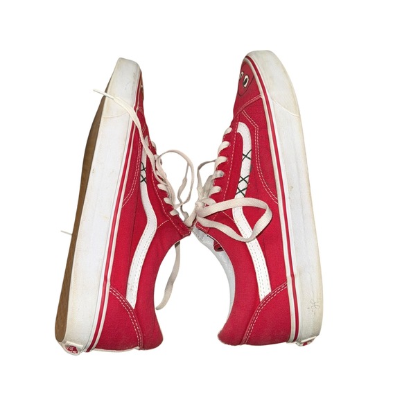 Vans Old Skool Sneakers Custom Red/White Heart Rock Hand Pre-Owned Mens 12 - Picture 10 of 15